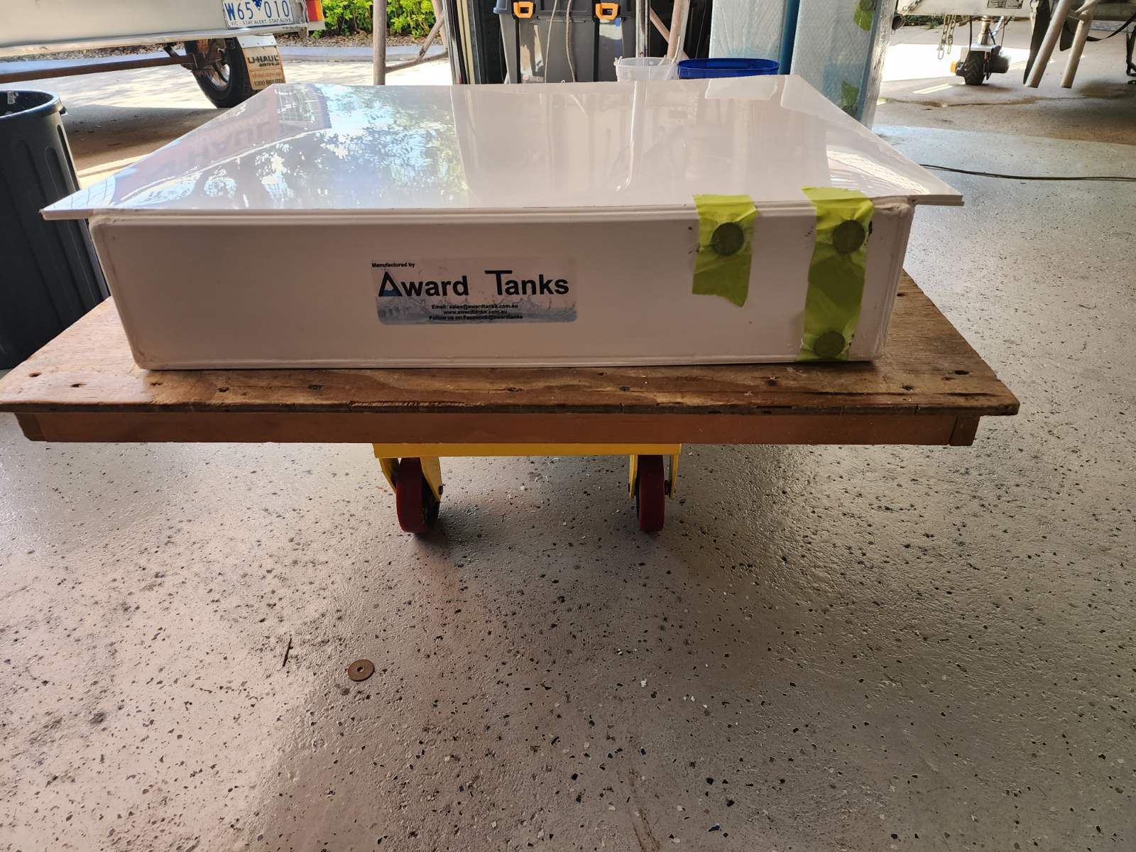 Finished custom Award Tanks water tank in the workshop